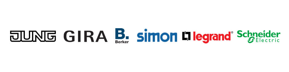 JUNG, GIRA, SIMON, LEGRAND, BERKER, LUTRON LOGO